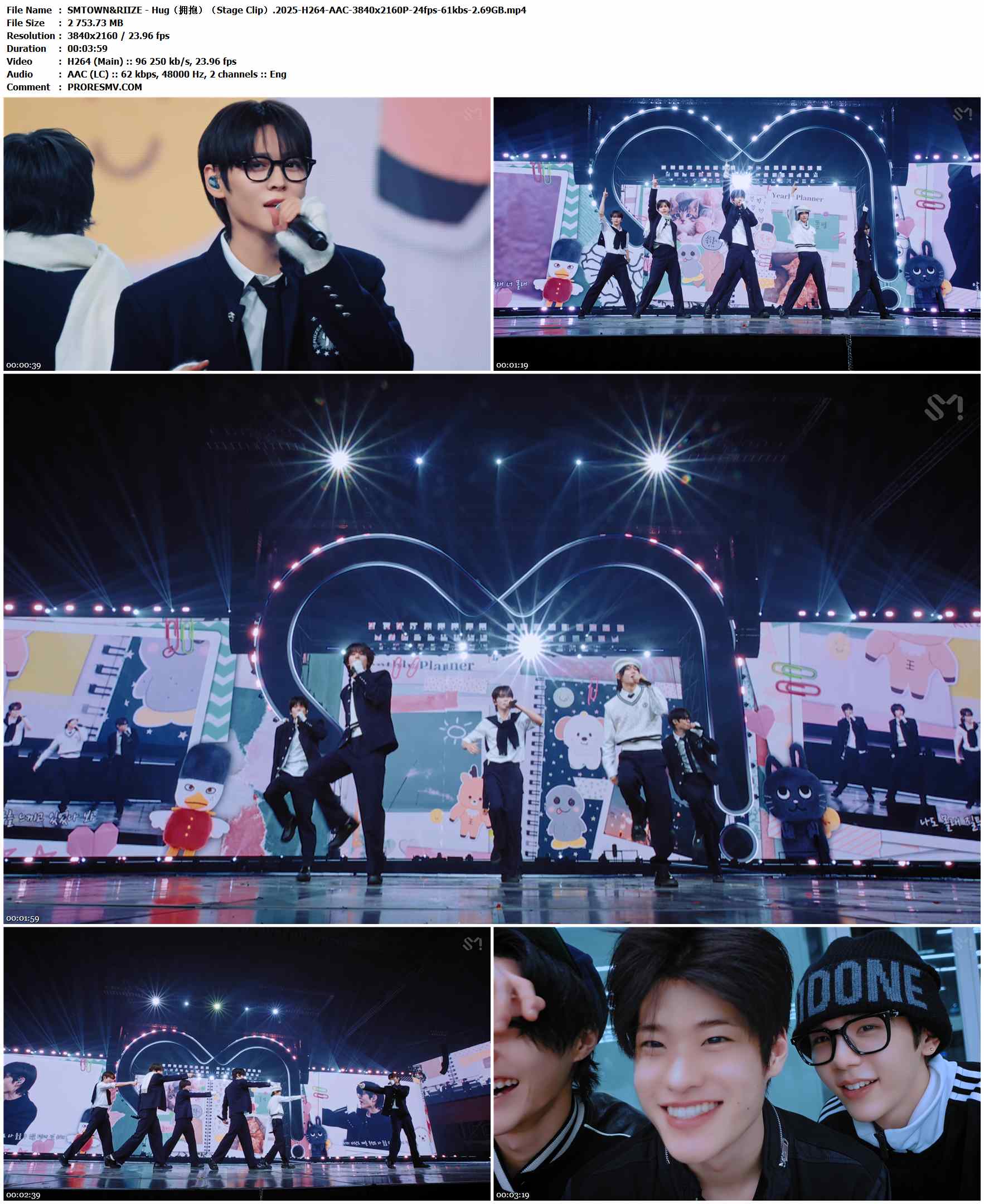 SMTOWN&RIIZE - Hug（拥抱）（Stage Clip）.2025-H264-AAC-3840x2160P-24fps-61kbs-2.69GB官方MV_高清MV